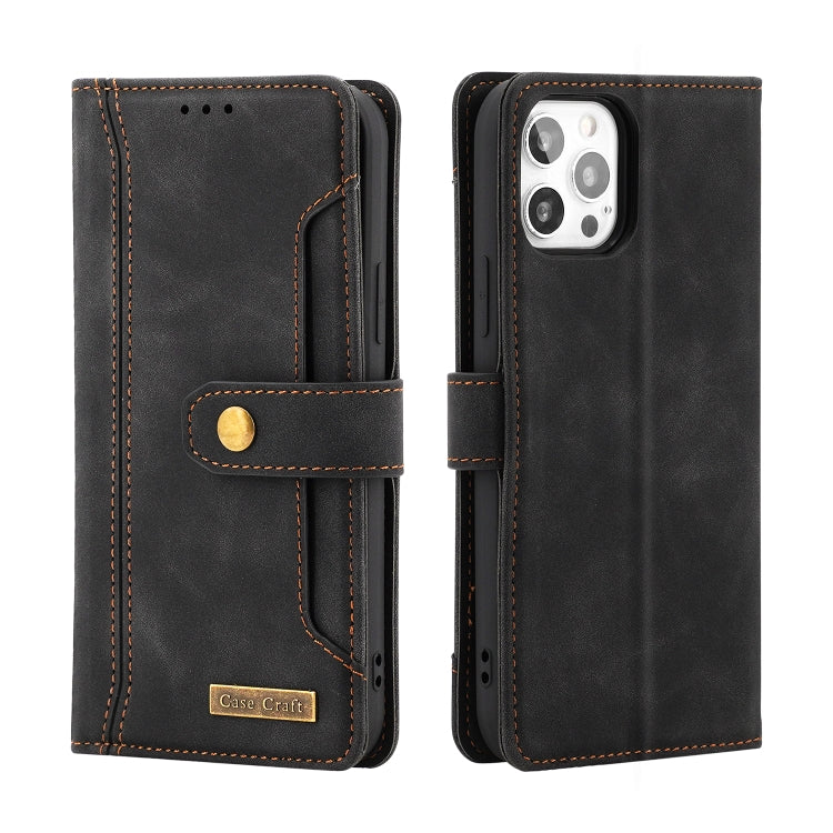 For iPhone 12 Pro Copper Buckle Horizontal Flip Leather Phone Case with Holder & Card Slots & Wallet