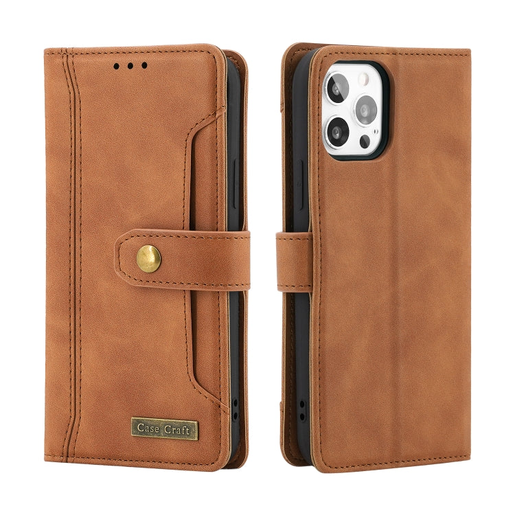 For iPhone 12 Pro Copper Buckle Horizontal Flip Leather Phone Case with Holder & Card Slots & Wallet