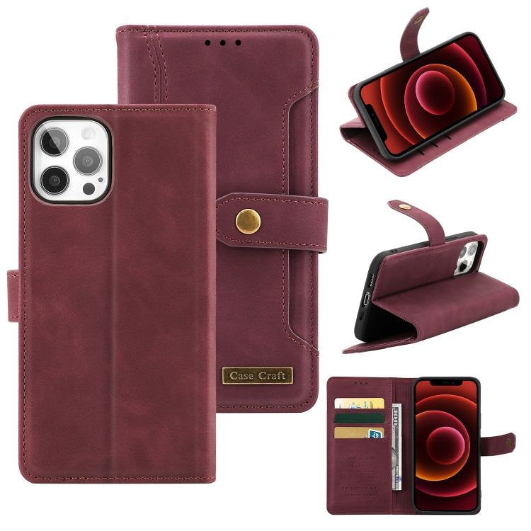 For iPhone 12 Pro Copper Buckle Horizontal Flip Leather Phone Case with Holder & Card Slots & Wallet