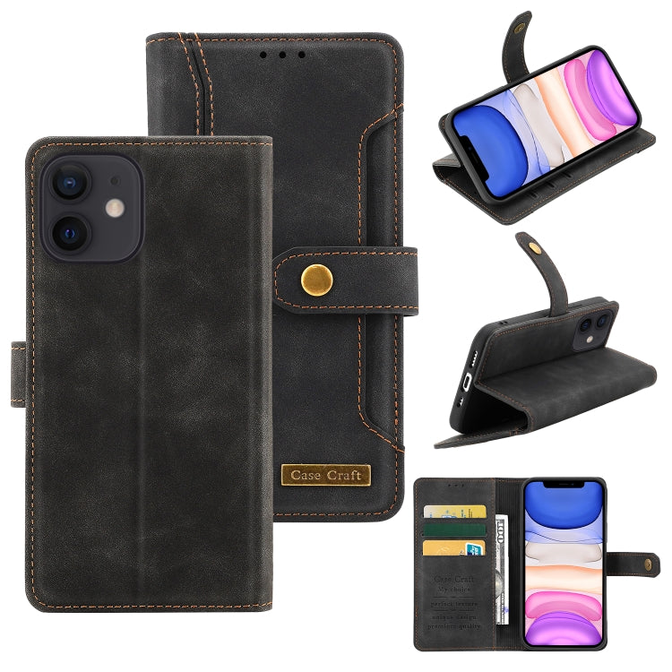For iPhone 12 mini Copper Buckle Horizontal Flip Leather Phone Case with Holder & Card Slots & Wallet