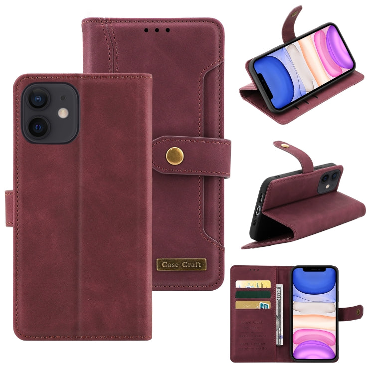 For iPhone 12 mini Copper Buckle Horizontal Flip Leather Phone Case with Holder & Card Slots & Wallet