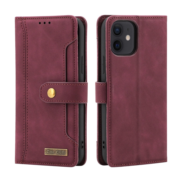 For iPhone 12 mini Copper Buckle Horizontal Flip Leather Phone Case with Holder & Card Slots & Wallet