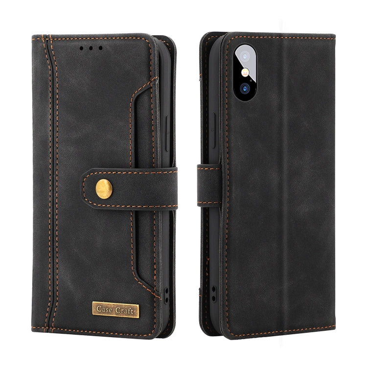 For iPhone XS Max Copper Buckle Horizontal Flip Leather Phone Case with Holder & Card Slots & Wallet