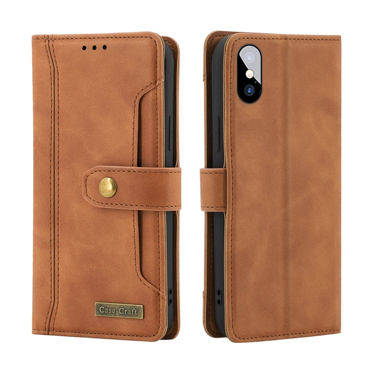 For iPhone XS Max Copper Buckle Horizontal Flip Leather Phone Case with Holder & Card Slots & Wallet