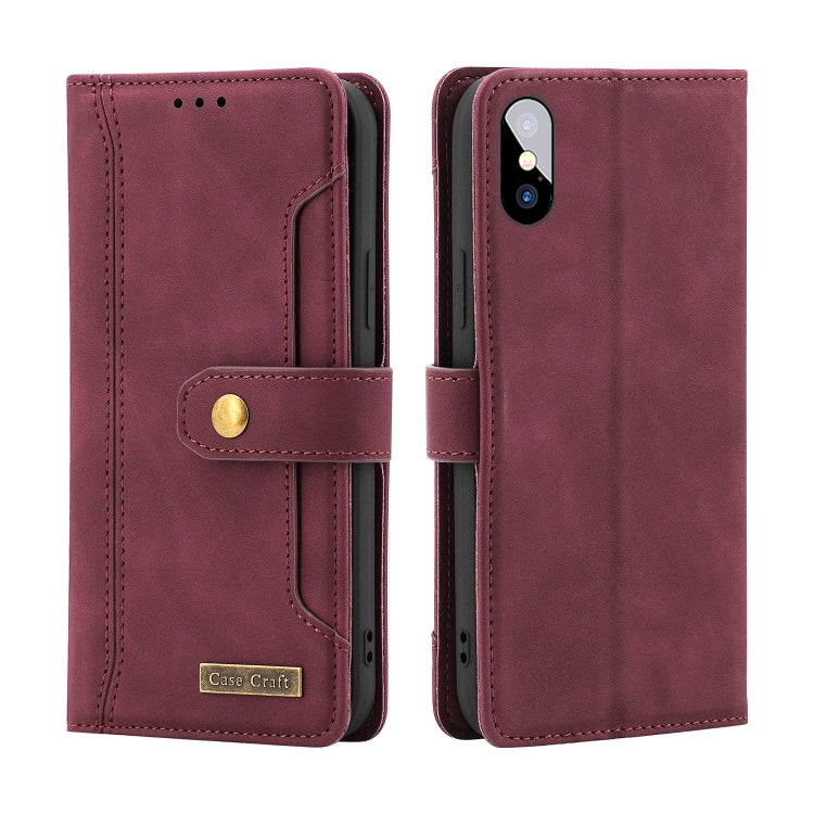 For iPhone XS Max Copper Buckle Horizontal Flip Leather Phone Case with Holder & Card Slots & Wallet