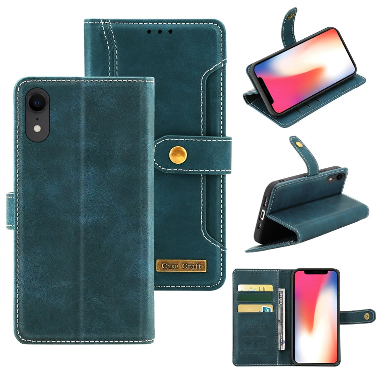 For iPhone XR Copper Buckle Horizontal Flip Leather Phone Case with Holder & Card Slots & Wallet