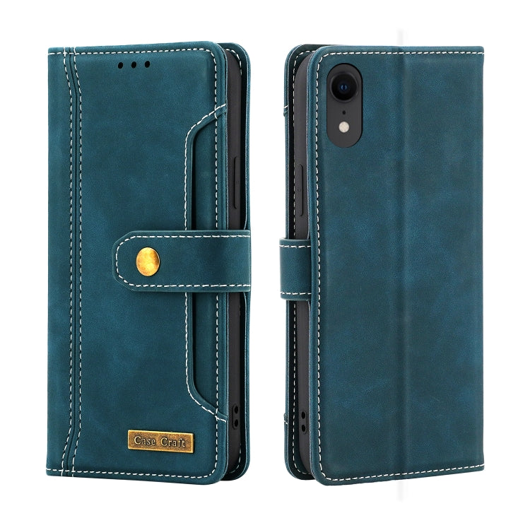 For iPhone XR Copper Buckle Horizontal Flip Leather Phone Case with Holder & Card Slots & Wallet