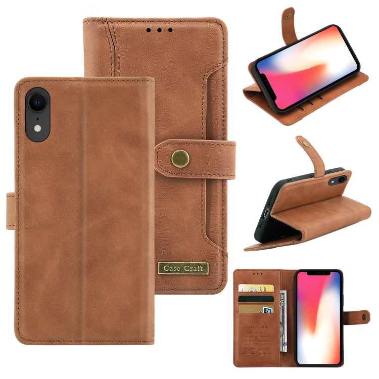For iPhone XR Copper Buckle Horizontal Flip Leather Phone Case with Holder & Card Slots & Wallet