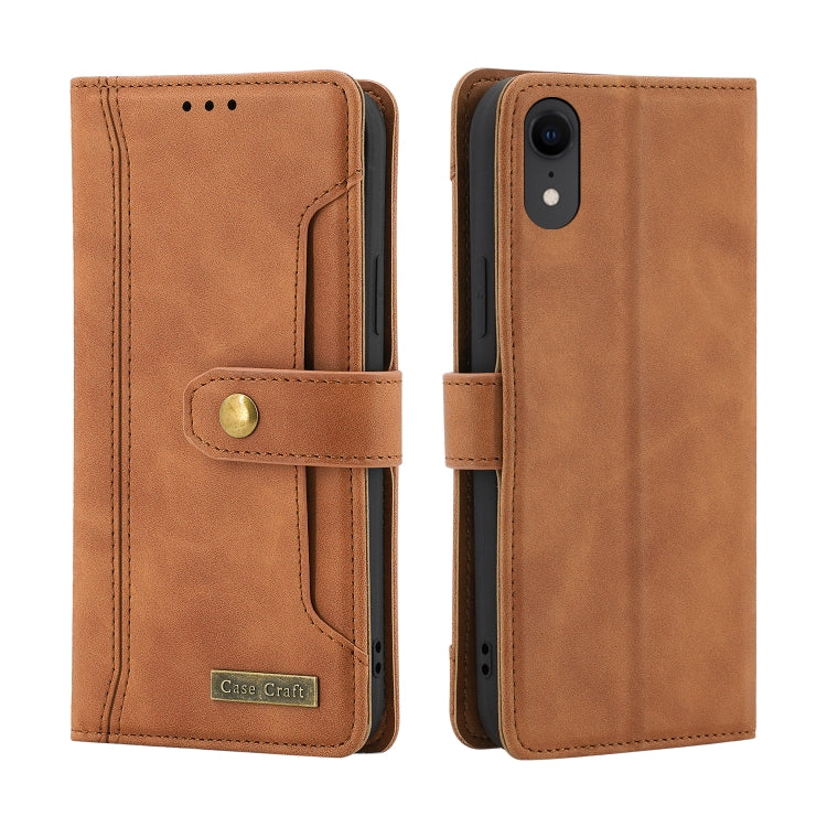 For iPhone XR Copper Buckle Horizontal Flip Leather Phone Case with Holder & Card Slots & Wallet