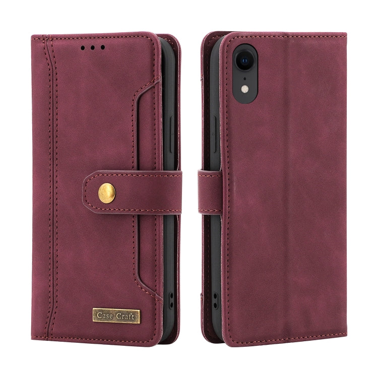 For iPhone XR Copper Buckle Horizontal Flip Leather Phone Case with Holder & Card Slots & Wallet
