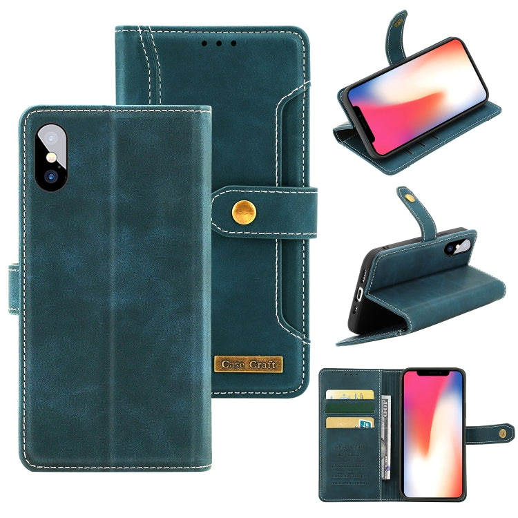 For iPhone X / XS Copper Buckle Horizontal Flip Leather Phone Case with Holder & Card Slots & Wallet