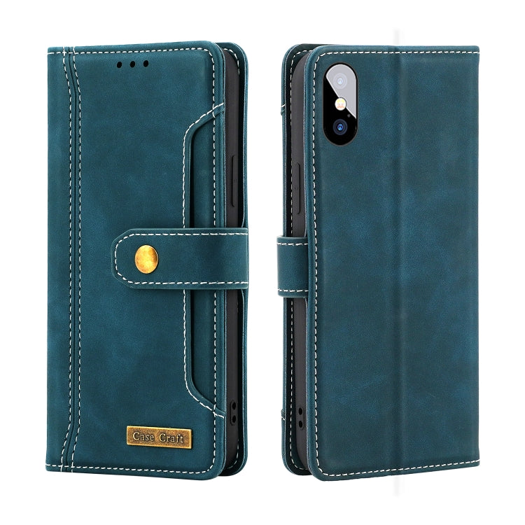 For iPhone X / XS Copper Buckle Horizontal Flip Leather Phone Case with Holder & Card Slots & Wallet