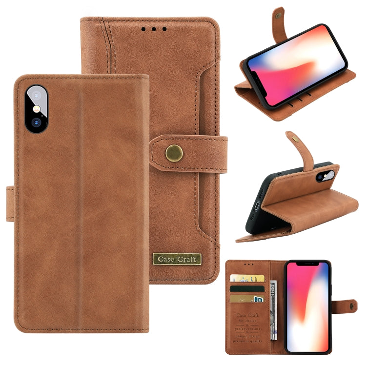 For iPhone X / XS Copper Buckle Horizontal Flip Leather Phone Case with Holder & Card Slots & Wallet