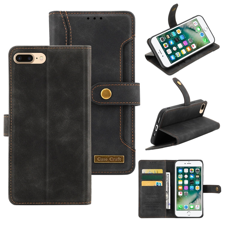 Copper Buckle Horizontal Flip Leather Phone Case with Holder & Card Slots & Wallet For iPhone 8 Plus & 7 Plus