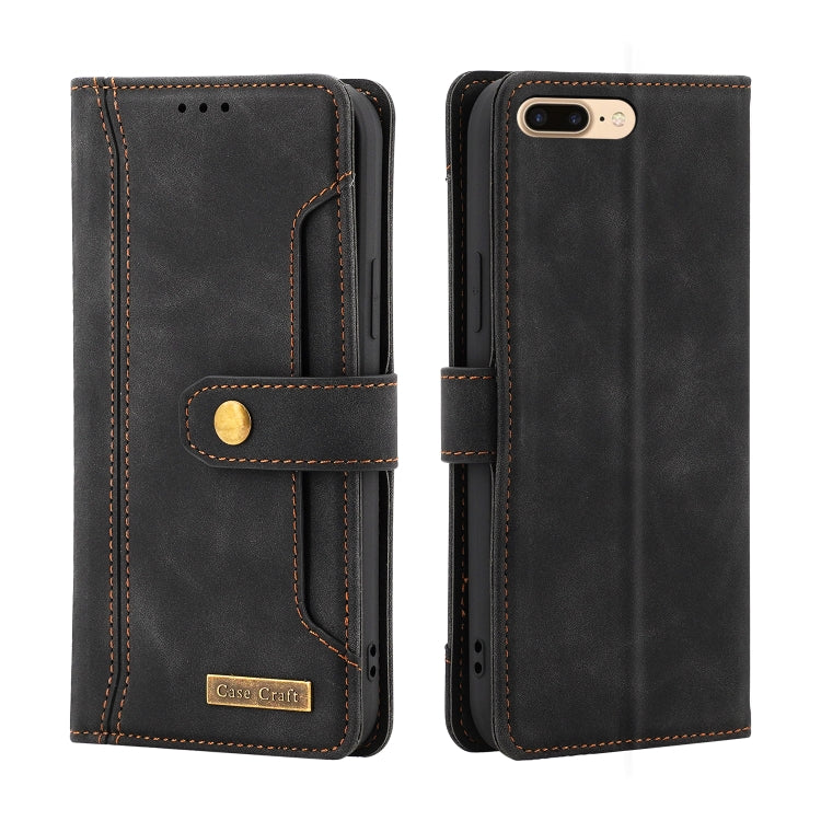 Copper Buckle Horizontal Flip Leather Phone Case with Holder & Card Slots & Wallet For iPhone 8 Plus & 7 Plus