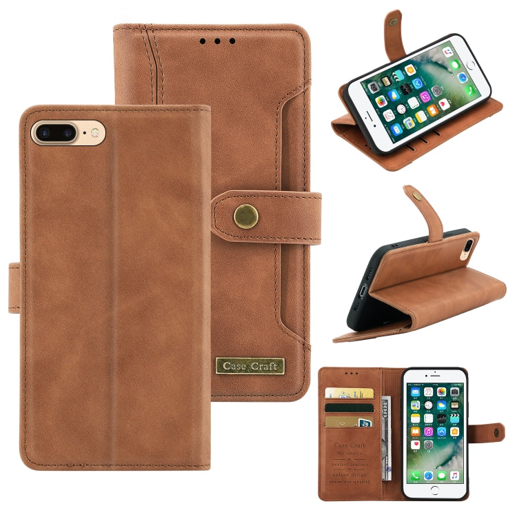 Copper Buckle Horizontal Flip Leather Phone Case with Holder & Card Slots & Wallet For iPhone 8 Plus & 7 Plus