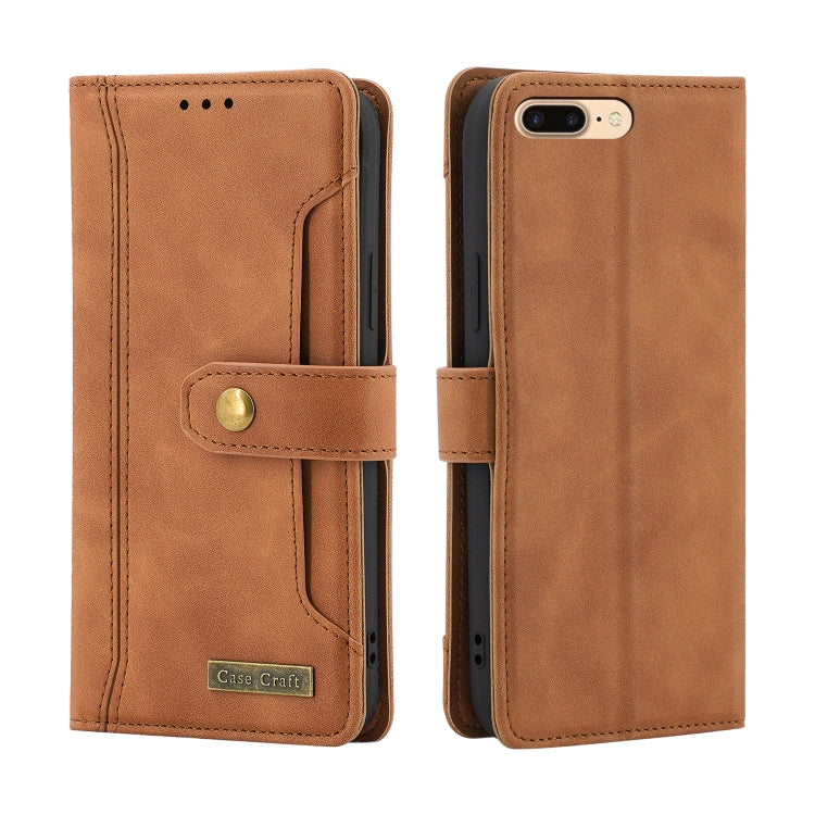 Copper Buckle Horizontal Flip Leather Phone Case with Holder & Card Slots & Wallet For iPhone 8 Plus & 7 Plus
