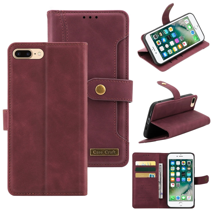 Copper Buckle Horizontal Flip Leather Phone Case with Holder & Card Slots & Wallet For iPhone 8 Plus & 7 Plus