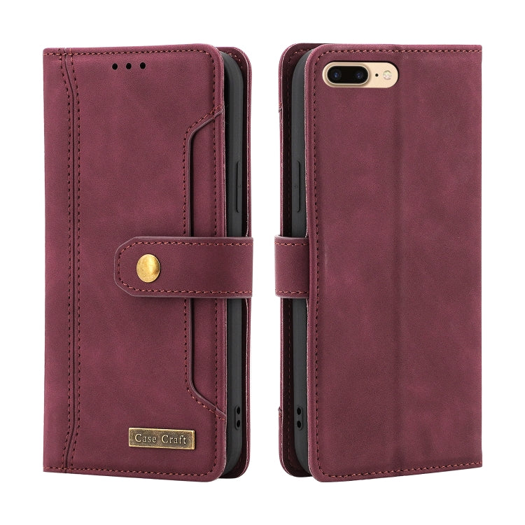 Copper Buckle Horizontal Flip Leather Phone Case with Holder & Card Slots & Wallet For iPhone 8 Plus & 7 Plus