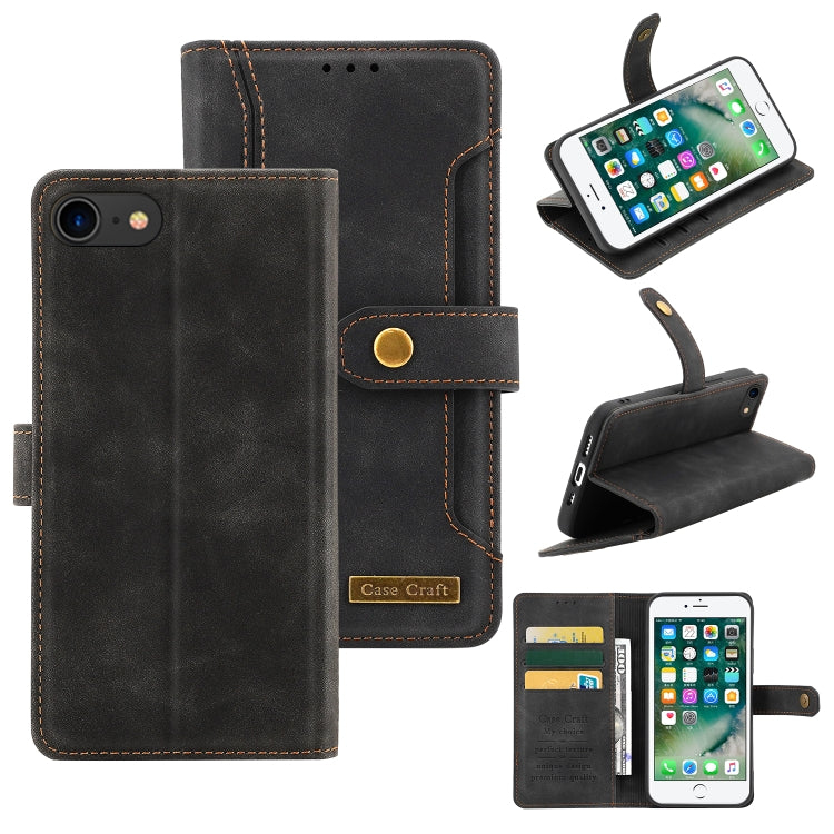 For iPhone SE 2022 / SE 2020 / 8 / 7 Copper Buckle Horizontal Flip Leather Phone Case with Holder & Card Slots & Wallet