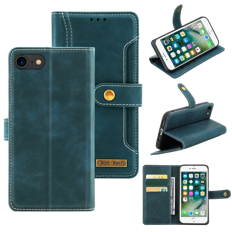 For iPhone SE 2022 / SE 2020 / 8 / 7 Copper Buckle Horizontal Flip Leather Phone Case with Holder & Card Slots & Wallet