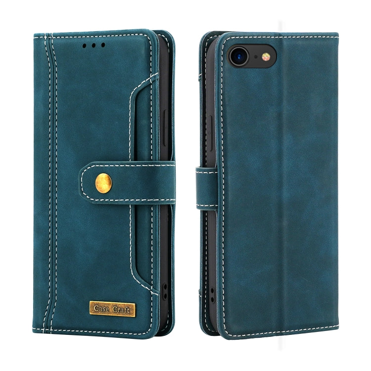 For iPhone SE 2022 / SE 2020 / 8 / 7 Copper Buckle Horizontal Flip Leather Phone Case with Holder & Card Slots & Wallet