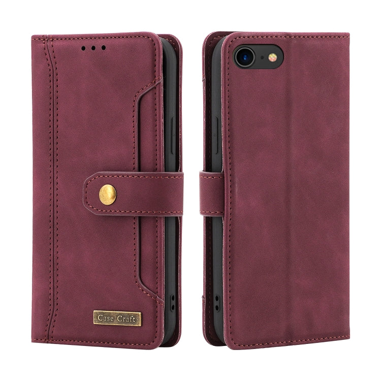 For iPhone SE 2022 / SE 2020 / 8 / 7 Copper Buckle Horizontal Flip Leather Phone Case with Holder & Card Slots & Wallet
