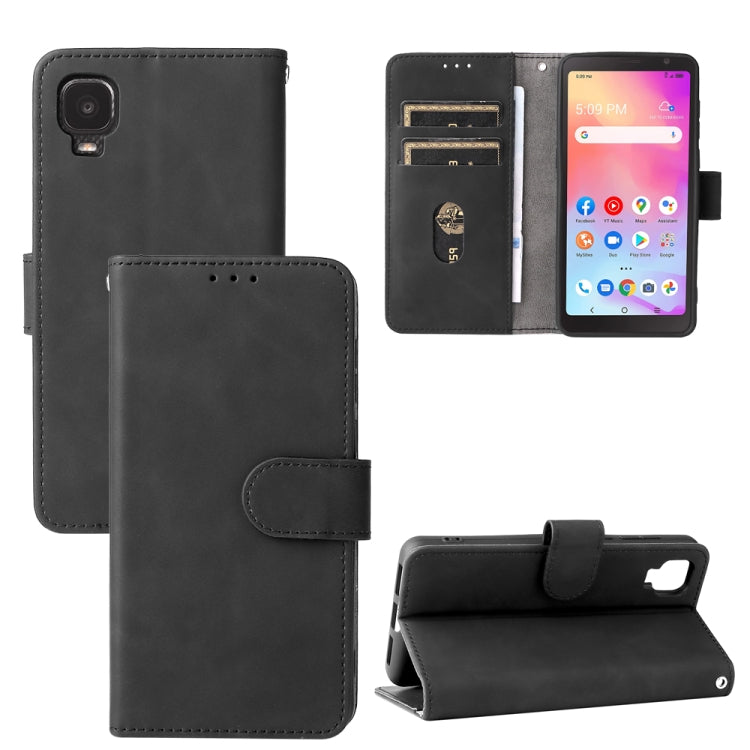 For TCL A3X Solid Color Skin Feel Magnetic Buckle Horizontal Flip Calf Texture PU Phone Case