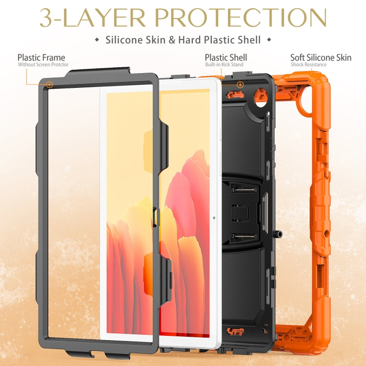 Shockproof Colorful Silicone + Black PC Tablet Protective Case with Holder & Shoulder Strap For Samsung Galaxy Tab A7 2020 T500