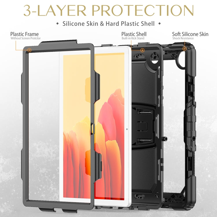 Shockproof Colorful Silicone + Black PC Tablet Protective Case with Holder & Shoulder Strap For Samsung Galaxy Tab A7 2020 T500