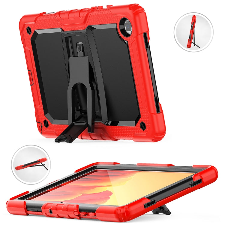 Shockproof Colorful Silicone + Black PC Tablet Protective Case with Holder & Shoulder Strap For Samsung Galaxy Tab A7 2020 T500