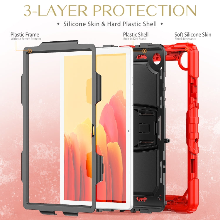 Shockproof Colorful Silicone + Black PC Tablet Protective Case with Holder & Shoulder Strap For Samsung Galaxy Tab A7 2020 T500