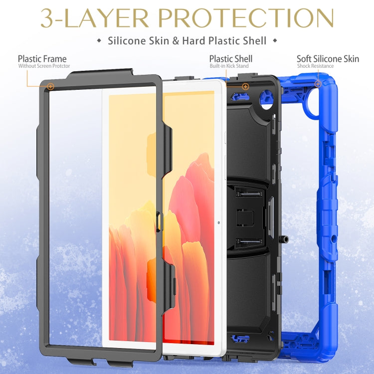 Shockproof Colorful Silicone + Black PC Tablet Protective Case with Holder & Shoulder Strap For Samsung Galaxy Tab A7 2020 T500