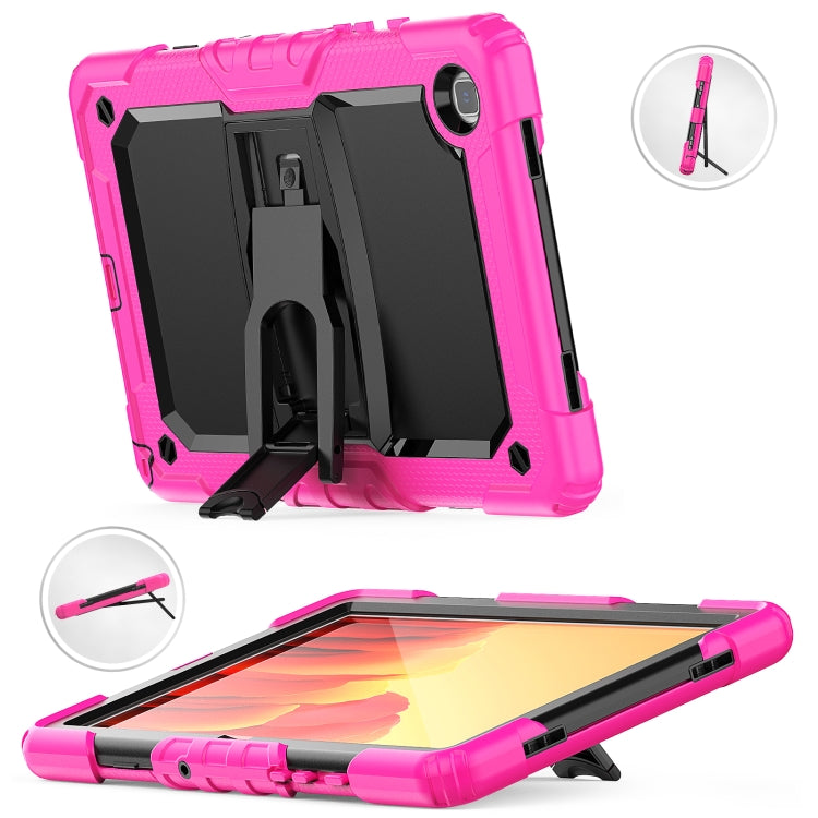 Shockproof Colorful Silicone + Black PC Tablet Protective Case with Holder & Shoulder Strap For Samsung Galaxy Tab A7 2020 T500