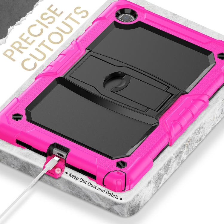 Shockproof Colorful Silicone + Black PC Tablet Protective Case with Holder & Shoulder Strap For Samsung Galaxy Tab A7 2020 T500