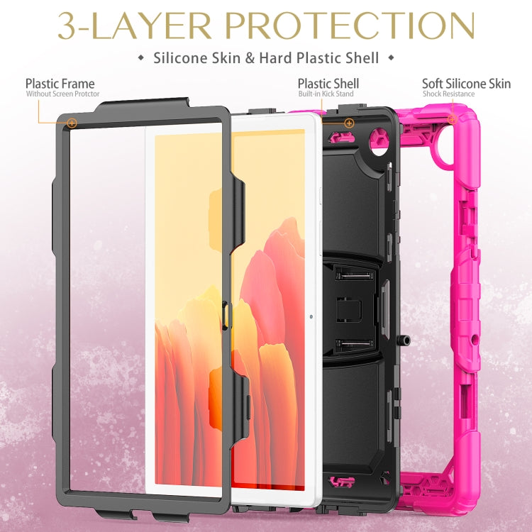 Shockproof Colorful Silicone + Black PC Tablet Protective Case with Holder & Shoulder Strap For Samsung Galaxy Tab A7 2020 T500