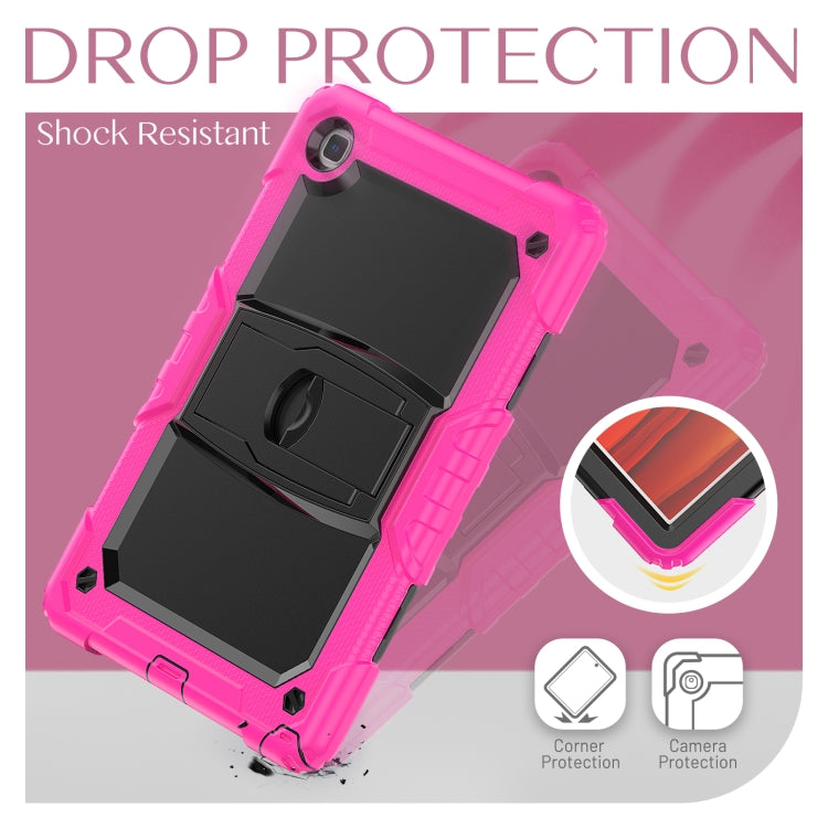 Shockproof Colorful Silicone + Black PC Tablet Protective Case with Holder & Shoulder Strap For Samsung Galaxy Tab A7 2020 T500