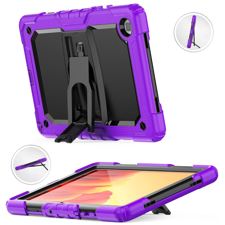Shockproof Colorful Silicone + Black PC Tablet Protective Case with Holder & Shoulder Strap For Samsung Galaxy Tab A7 2020 T500