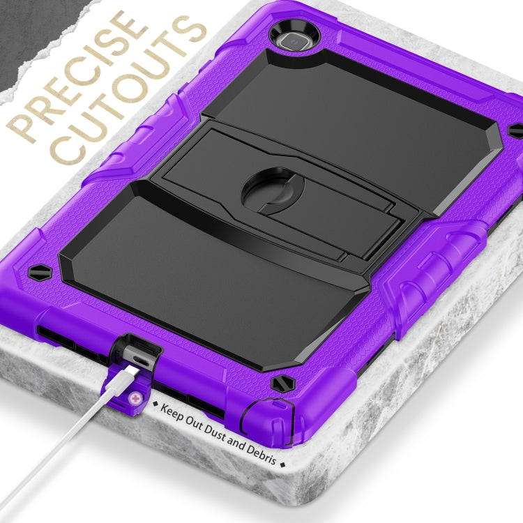 Shockproof Colorful Silicone + Black PC Tablet Protective Case with Holder & Shoulder Strap For Samsung Galaxy Tab A7 2020 T500
