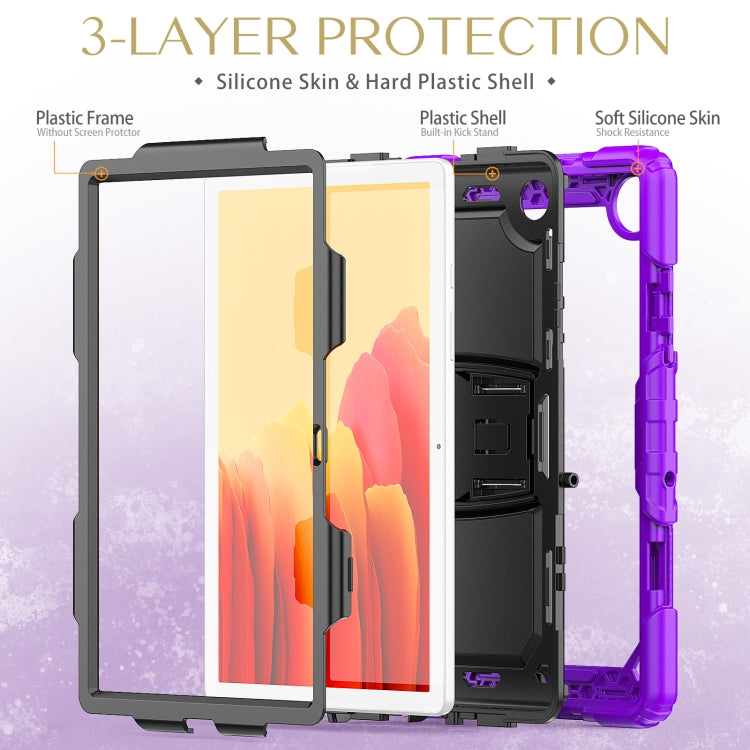 Shockproof Colorful Silicone + Black PC Tablet Protective Case with Holder & Shoulder Strap For Samsung Galaxy Tab A7 2020 T500