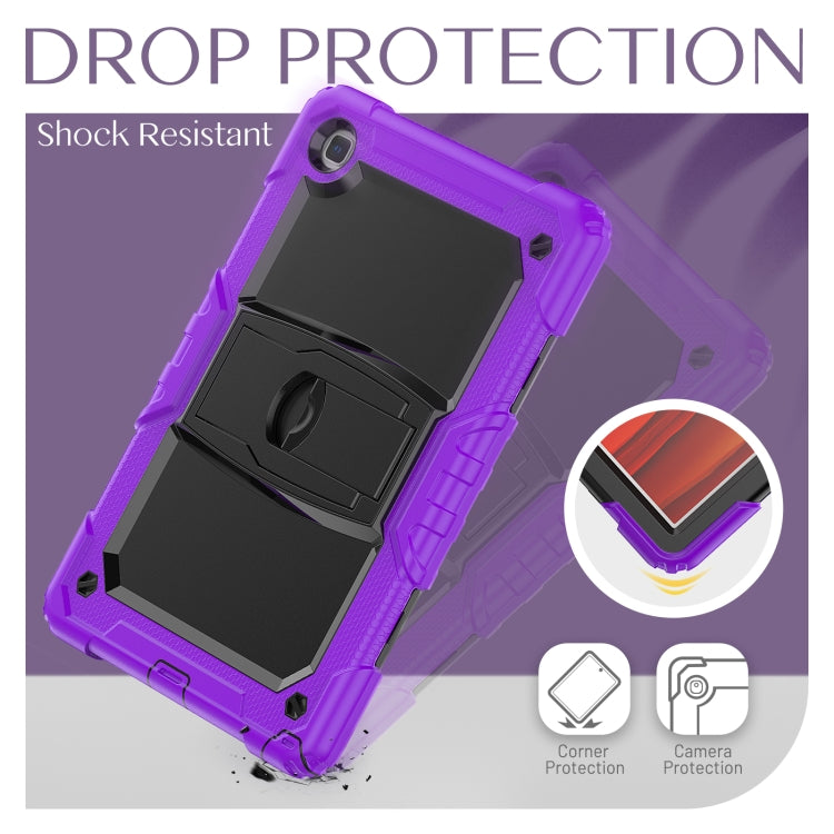 Shockproof Colorful Silicone + Black PC Tablet Protective Case with Holder & Shoulder Strap For Samsung Galaxy Tab A7 2020 T500