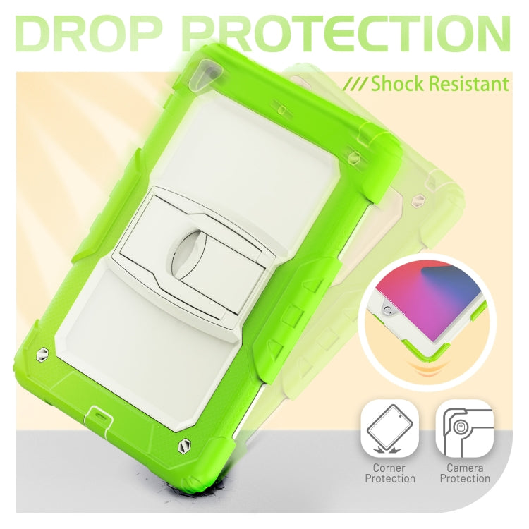 Shockproof Colorful Silicone + Beige PC Tablet Protective Case with Holder & Shoulder Strap For iPad 9.7 2018 / 2017