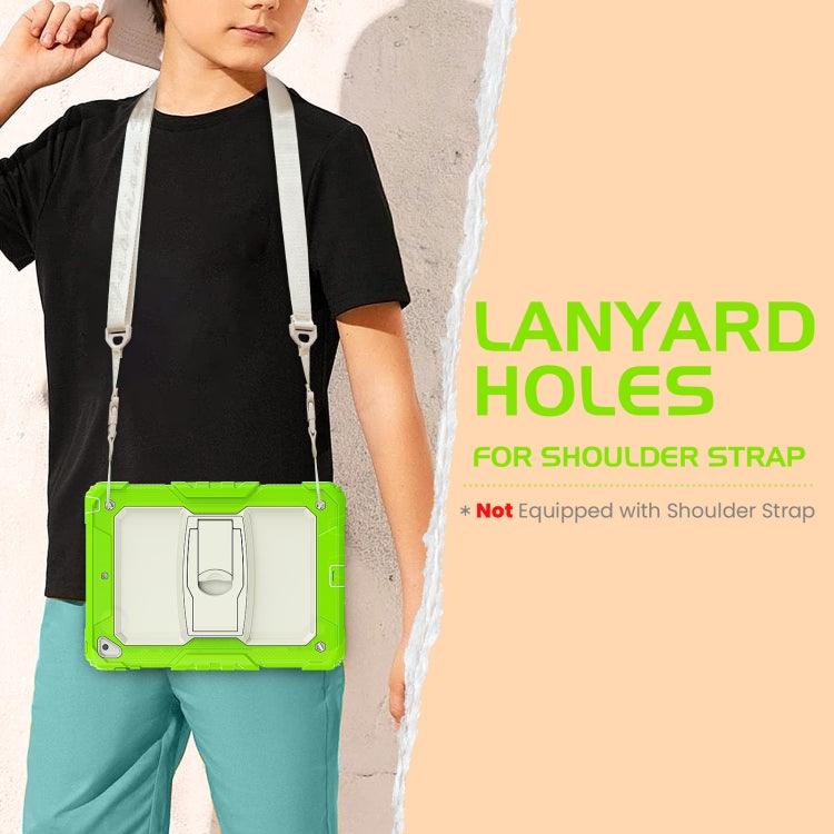 Shockproof Colorful Silicone + Beige PC Tablet Protective Case with Holder & Shoulder Strap For iPad 9.7 2018 / 2017