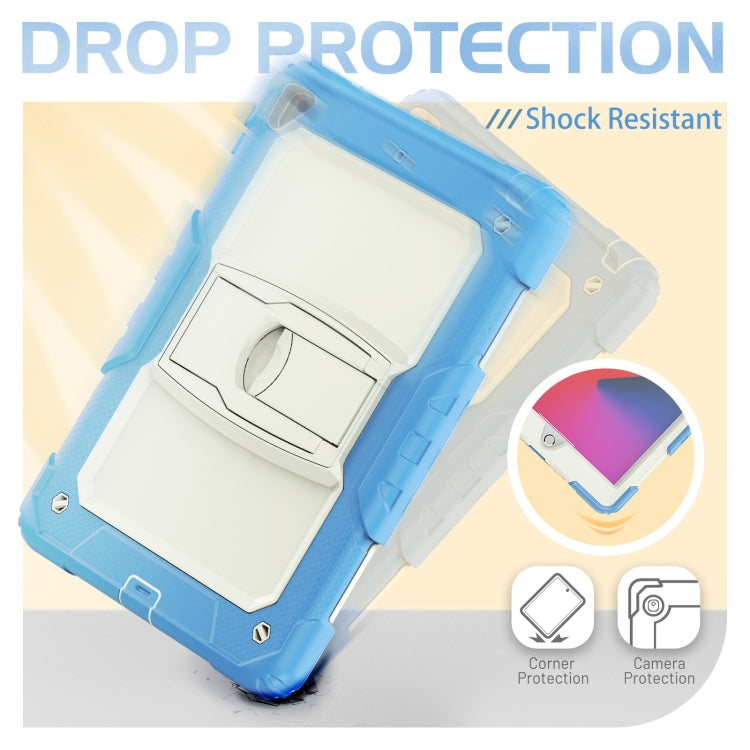 Shockproof Colorful Silicone + Beige PC Tablet Protective Case with Holder & Shoulder Strap For iPad 9.7 2018 / 2017