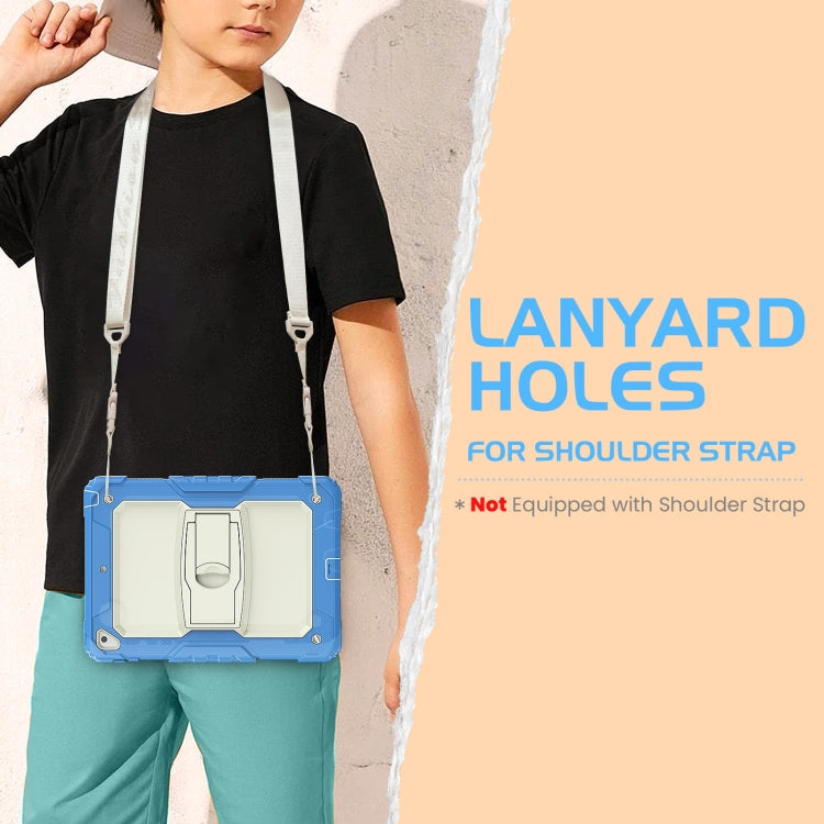 Shockproof Colorful Silicone + Beige PC Tablet Protective Case with Holder & Shoulder Strap For iPad 9.7 2018 / 2017