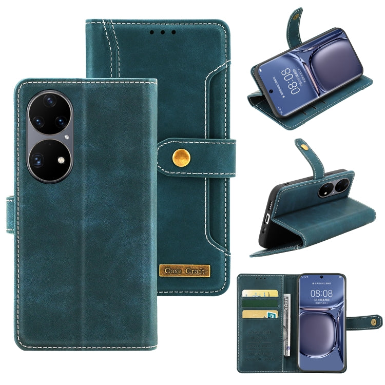 For Huawei P50 Copper Buckle Horizontal Flip Leather Phone Case with Holder & Card Slots & Wallet