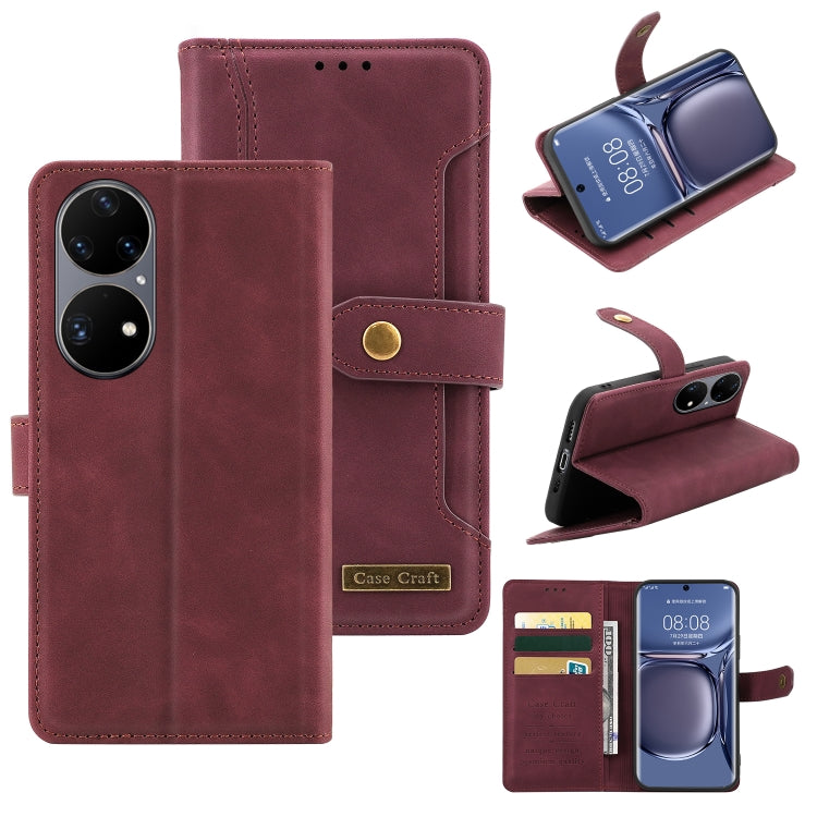For Huawei P50 Copper Buckle Horizontal Flip Leather Phone Case with Holder & Card Slots & Wallet