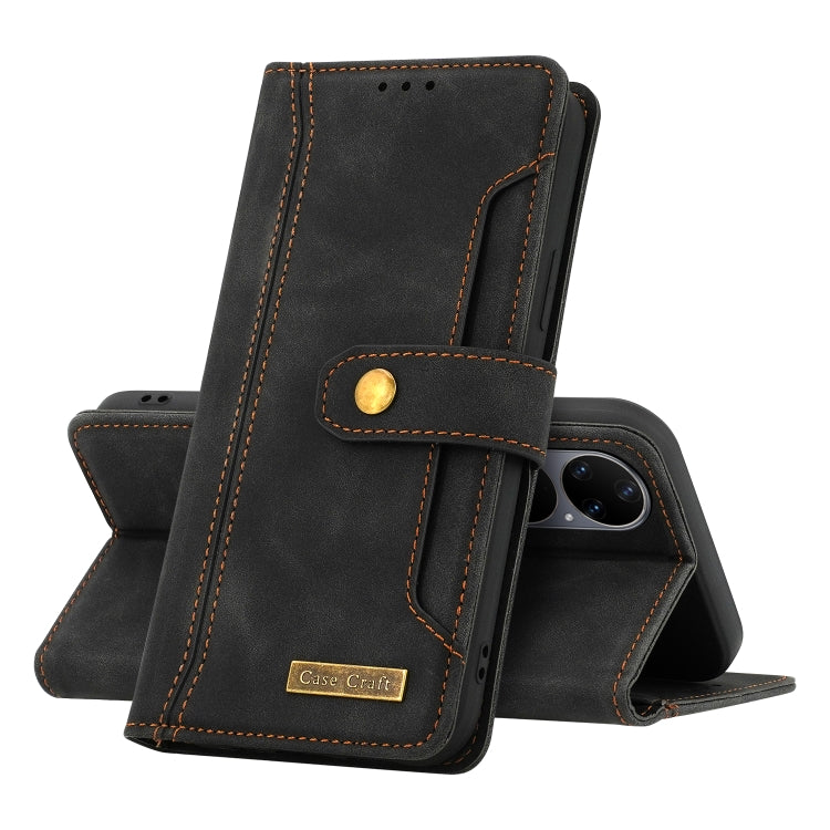 For Huawei P50 Pro Copper Buckle Horizontal Flip Leather Phone Case with Holder & Card Slots & Wallet