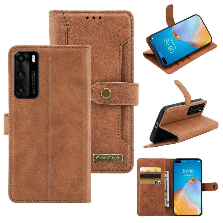 For Huawei P40 Copper Buckle Horizontal Flip Leather Phone Case with Holder & Card Slots & Wallet