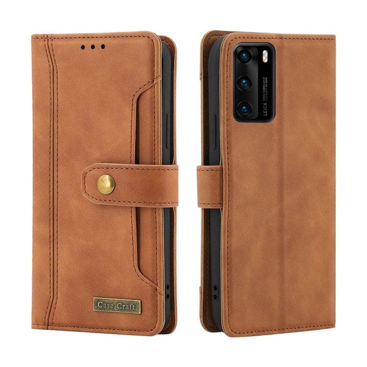 For Huawei P40 Copper Buckle Horizontal Flip Leather Phone Case with Holder & Card Slots & Wallet